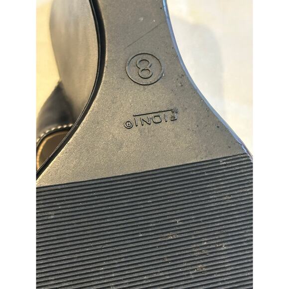 Fiona Heels Size 8 Black Toe Loop Strap 3 1/2” Wedge evening Y2K Women’s Sandals - Picture 8 of 9